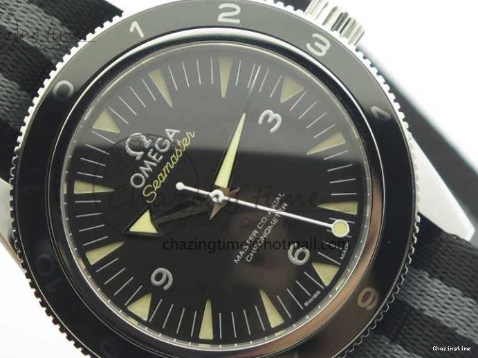 0228 Seamaster 300 Master Spectre SS MKS Best Edition Black Dial On Nylon Strap A SunProtective 8083
